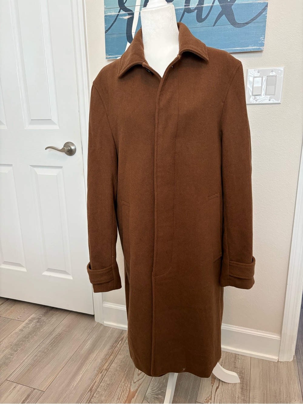 H&M Men's Brown Long Trench Coat